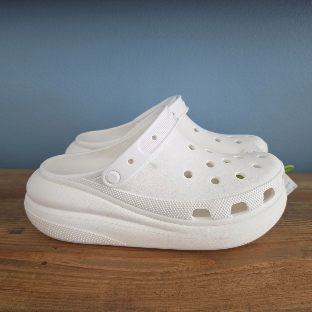 Crocs Mens Classic Crush Clog White Platform Chunky Sandals 207521-100 Size 11